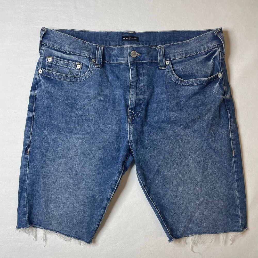 True Religion Ricky Relaxed Straight Denim‎ Shorts Mens Size 42 Blue